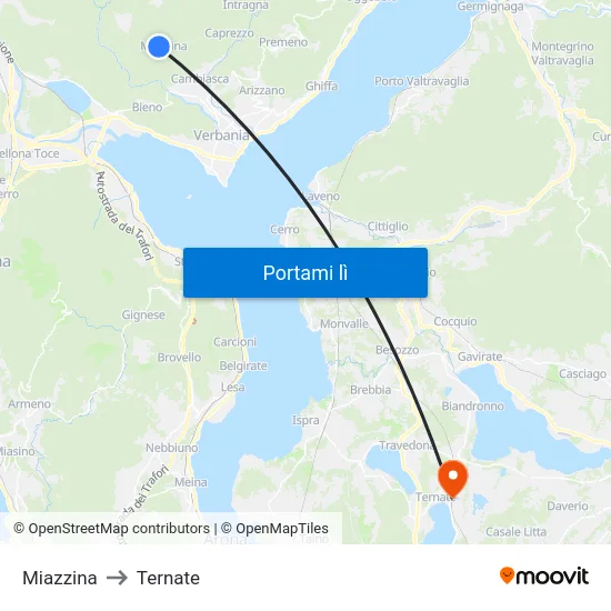 Miazzina to Ternate map