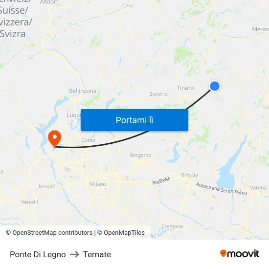 Ponte Di Legno to Ternate map