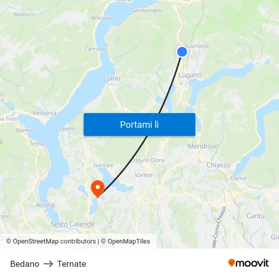 Bedano to Ternate map