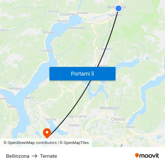 Bellinzona to Ternate map