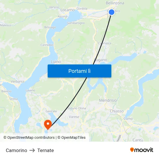 Camorino to Ternate map