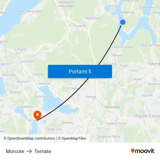 Morcote to Ternate map