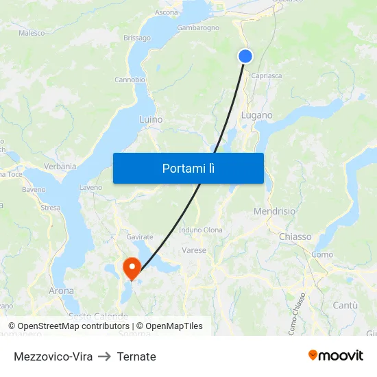 Mezzovico-Vira to Ternate map