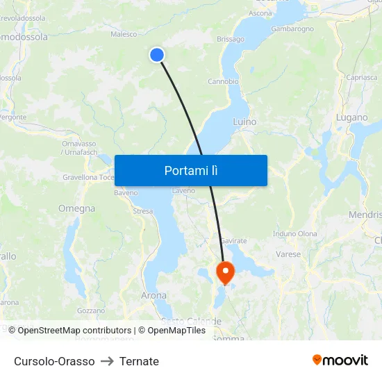 Cursolo-Orasso to Ternate map