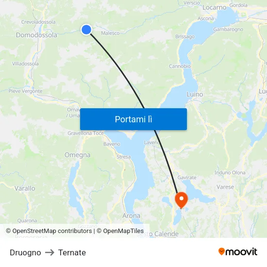 Druogno to Ternate map
