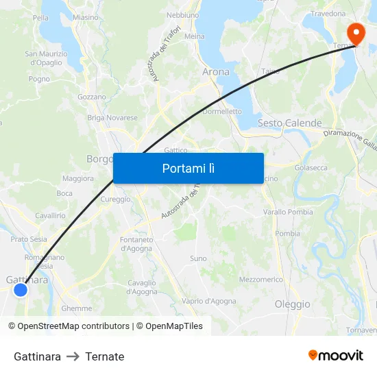 Gattinara to Ternate map