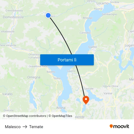 Malesco to Ternate map