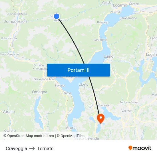 Craveggia to Ternate map