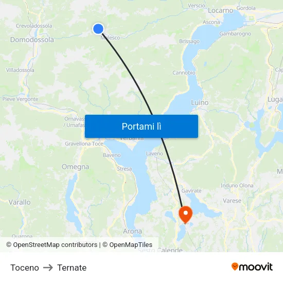 Toceno to Ternate map