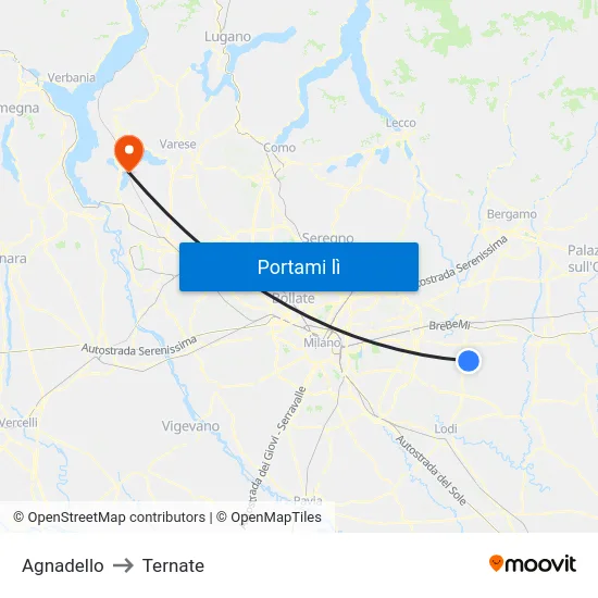 Agnadello to Ternate map
