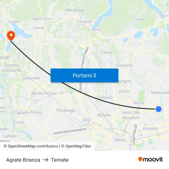 Agrate Brianza to Ternate map