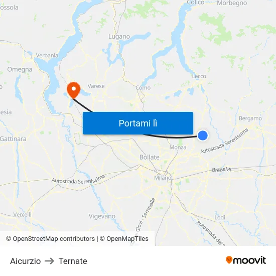 Aicurzio to Ternate map