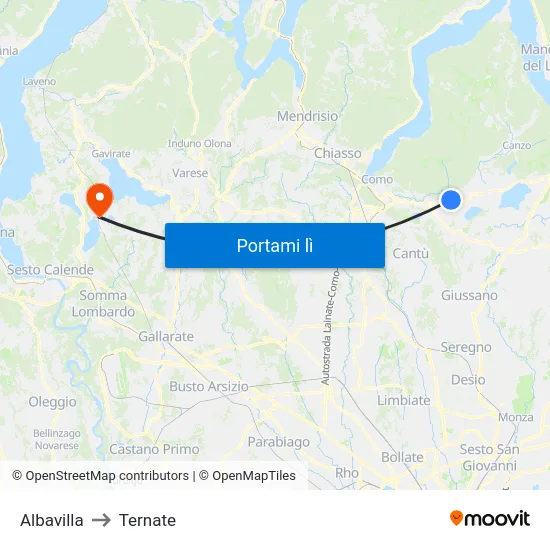 Albavilla to Ternate map