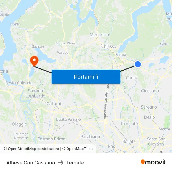Albese Con Cassano to Ternate map