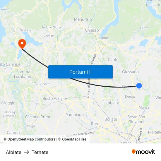 Albiate to Ternate map