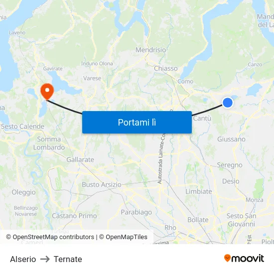 Alserio to Ternate map