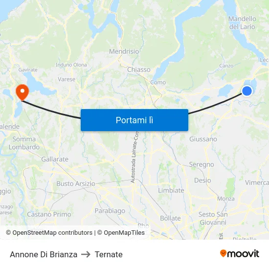 Annone Di Brianza to Ternate map