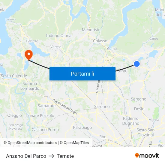 Anzano Del Parco to Ternate map