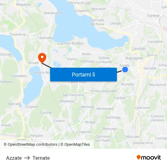 Azzate to Ternate map