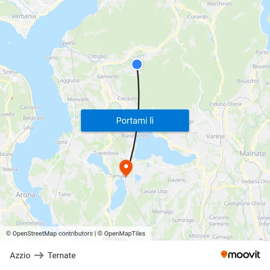 Azzio to Ternate map