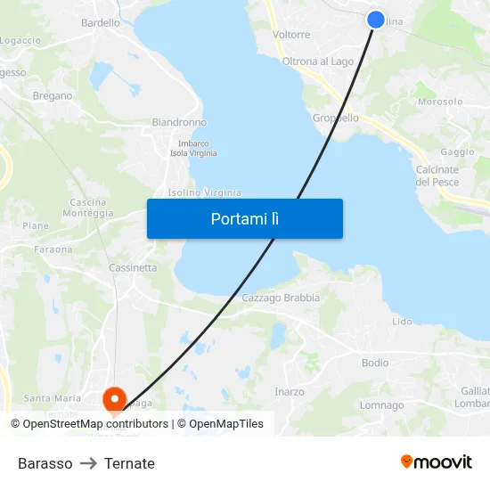 Barasso to Ternate map
