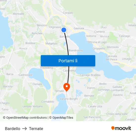 Bardello to Ternate map