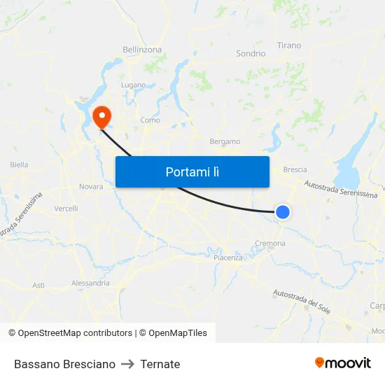 Bassano Bresciano to Ternate map