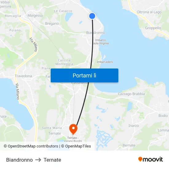 Biandronno to Ternate map