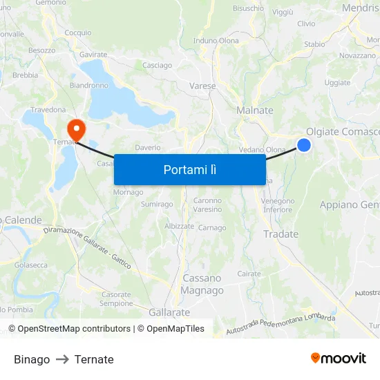 Binago to Ternate map