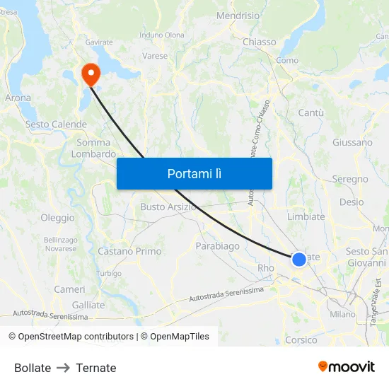 Bollate to Ternate map
