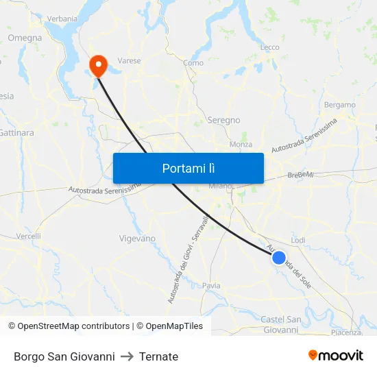 Borgo San Giovanni to Ternate map