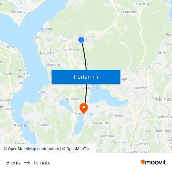 Brenta to Ternate map