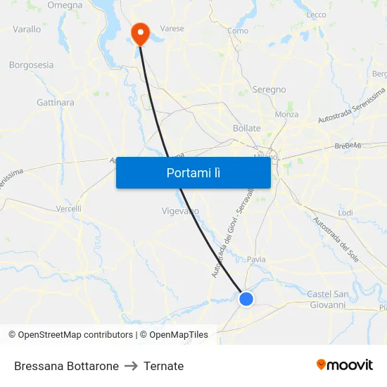 Bressana Bottarone to Ternate map