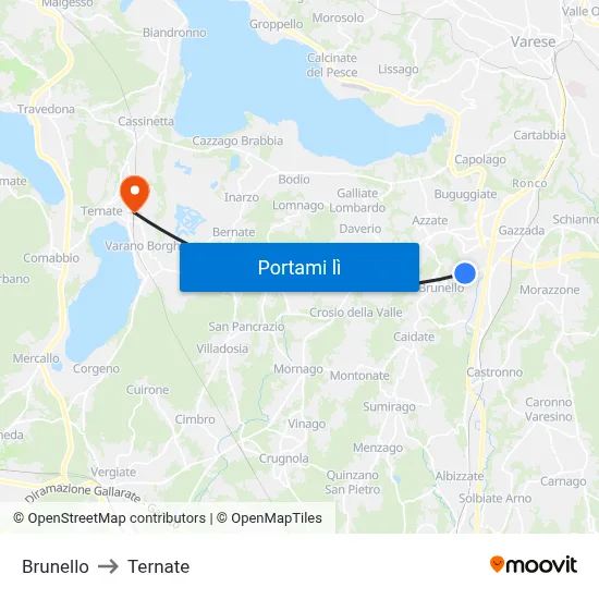 Brunello to Ternate map