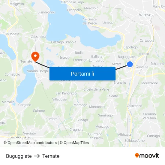 Buguggiate to Ternate map