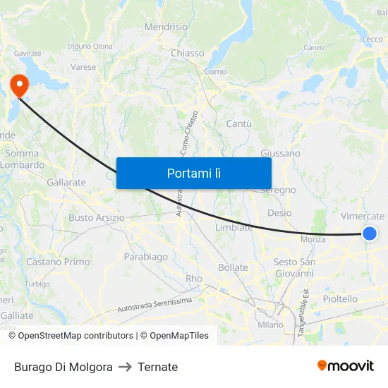 Burago Di Molgora to Ternate map