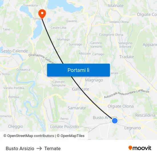 Busto Arsizio to Ternate map
