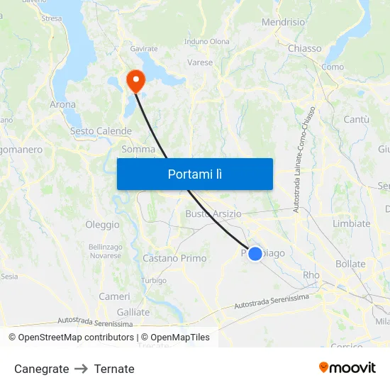 Canegrate to Ternate map