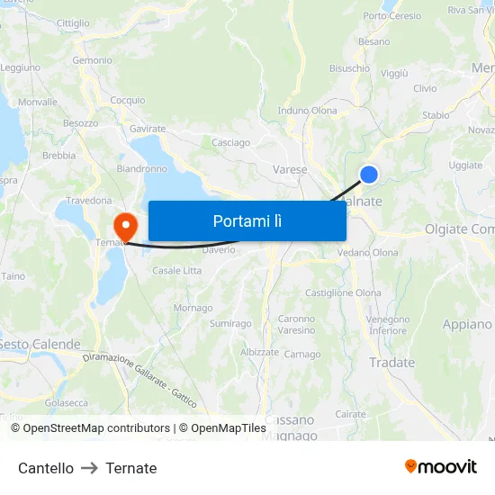 Cantello to Ternate map
