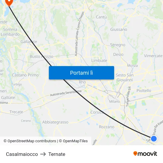 Casalmaiocco to Ternate map