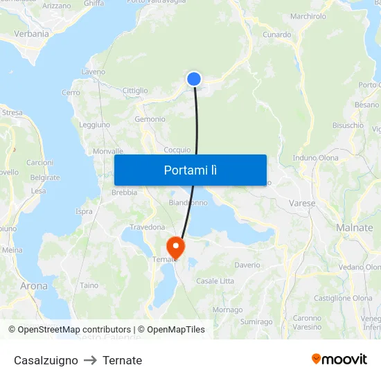 Casalzuigno to Ternate map