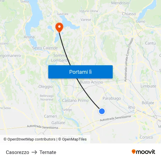 Casorezzo to Ternate map