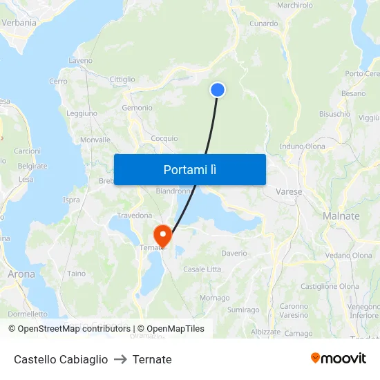 Castello Cabiaglio to Ternate map