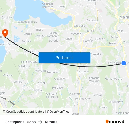 Castiglione Olona to Ternate map