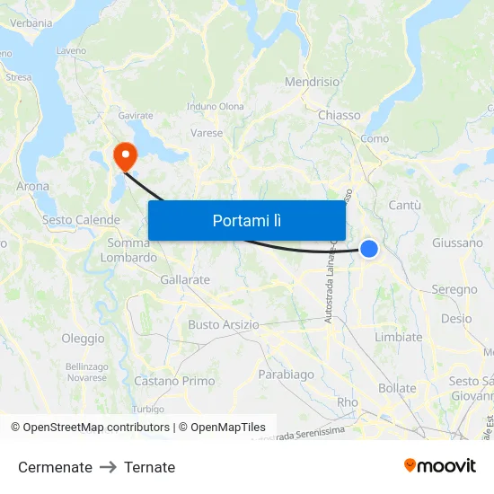 Cermenate to Ternate map