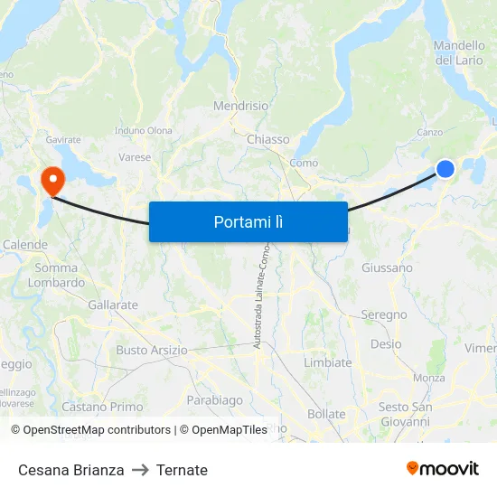 Cesana Brianza to Ternate map
