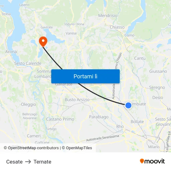 Cesate to Ternate map