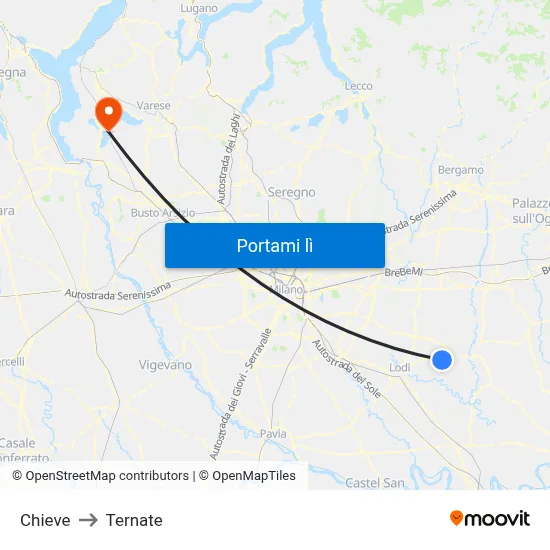 Chieve to Ternate map