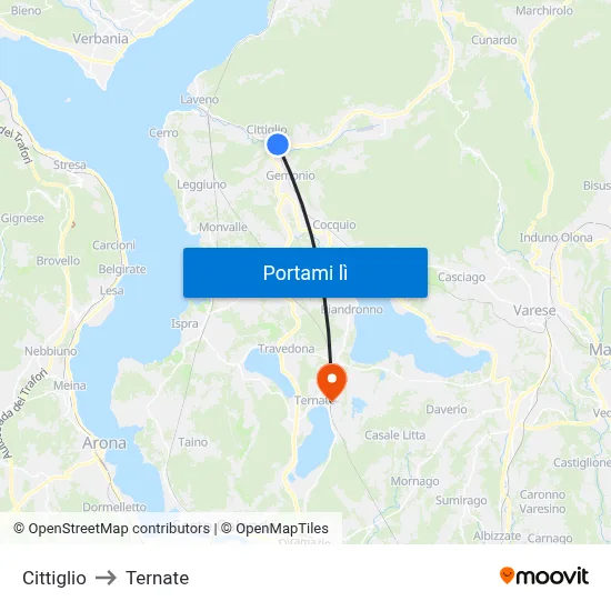 Cittiglio to Ternate map