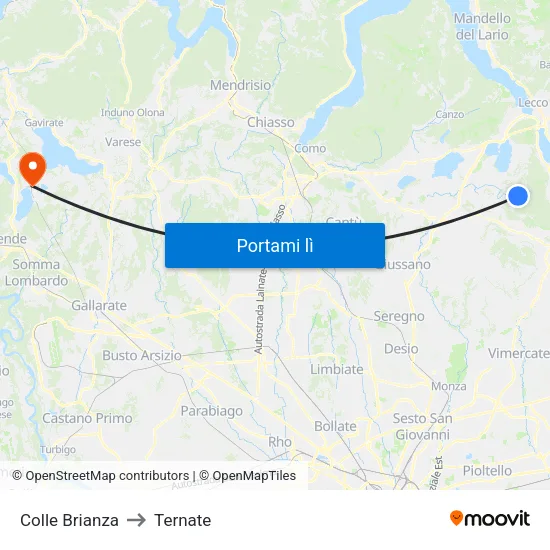 Colle Brianza to Ternate map